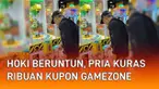 Momen hoki terjadi di sebuah gamezone. Pria yang memainkan sebuah wahana berhasil menangkan game secara beruntun. Tak tanggung-tanggung, ia berhasil dapatkan ribuan kupon dalam satu wahana.