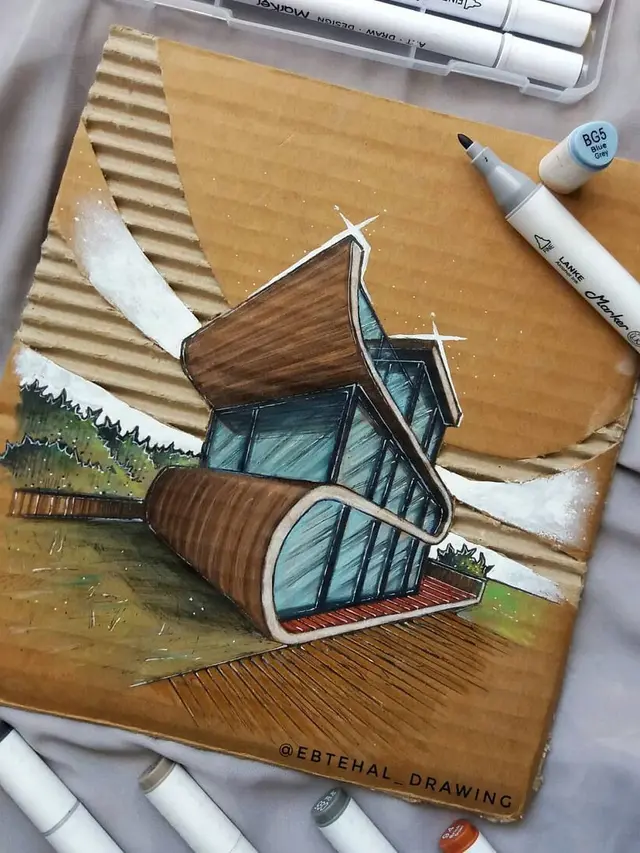 Pria Ini Desain Gedung di Kardus Agar Tampilkan Efek 3D, 7 Hasilnya Mengagumkan