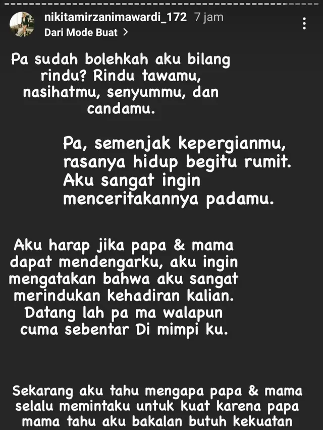 Unggahan Nikita Mirzani (Foto: Instagram @nikitamirzanimawardi_172)
