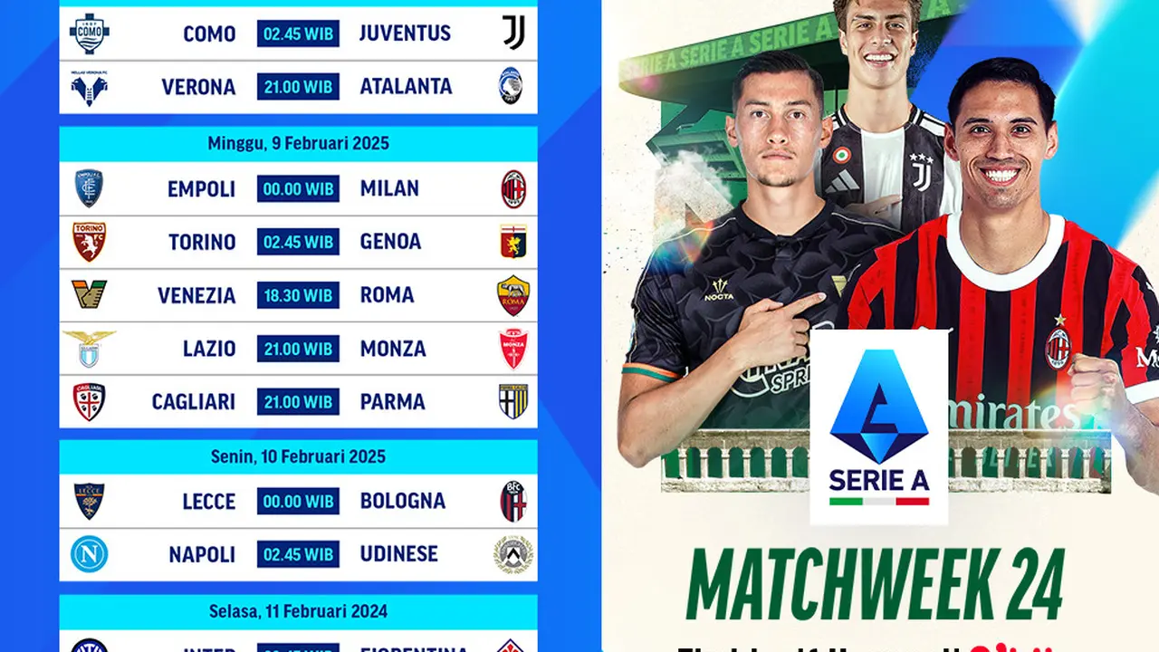 Jadwal Liga Italia 2024/2025 Matchweek 24