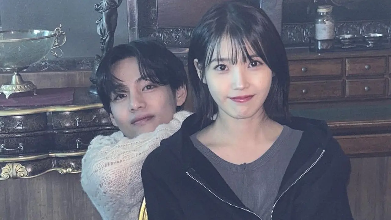IU dan V BTS di balik layar Lovw Wins All. (Instagram/ dlwlrma_
