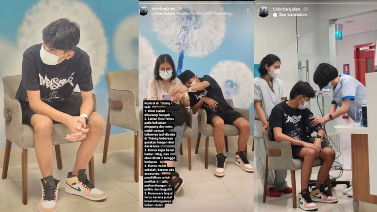 Potret David Ozora, Korban Penganiayaan Mario Dandy, Saat Melakukan Cek Rutin Kesehatannya Bersama Dokter Saraf Yeremia Tatang di Rumah Sakit Mayapada Kuningan, Jakarta Selatan pada Senin, 1 Mei 2023 (instagram.com/tidvrberjalan)