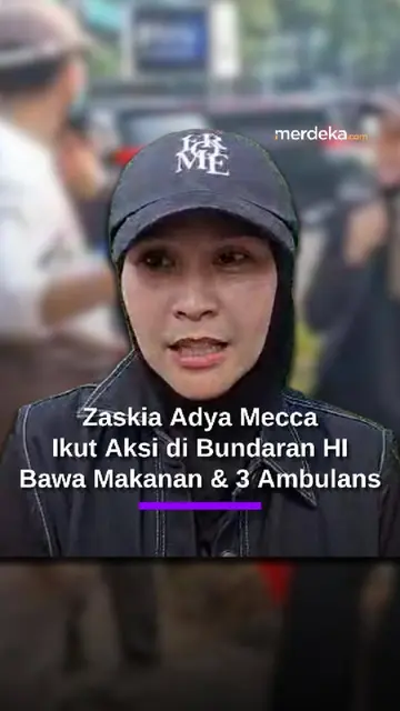 Artis Zaskia Adya Mecca Ikut Demo di Bundaran HI, Bagikan Makan Gratis & Bawa 3 Ambulans