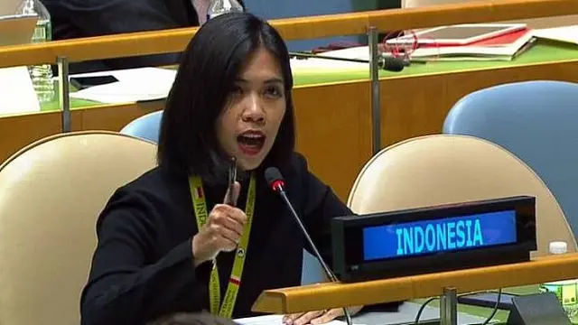 Ainan Nuran dalam Sidang PBB Tahun 2017. (Dokumentasi UNGA)