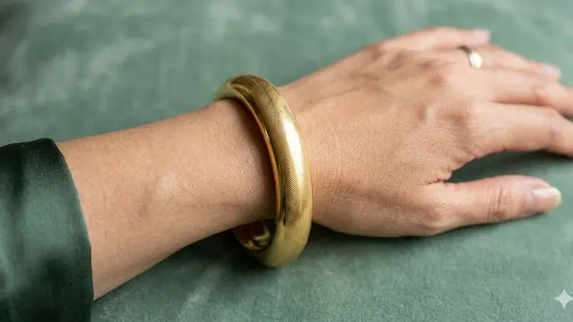 Model Gelang Emas Bangle Elegan untuk Wanita 40 Tahun ke Atas. Gemini