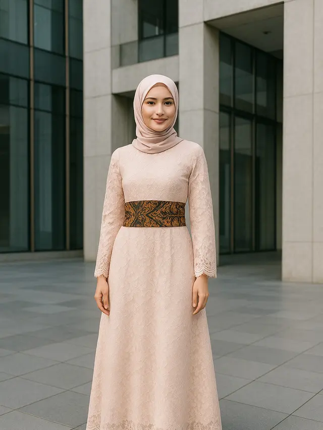 Gamis dengan Obi Belt Batik