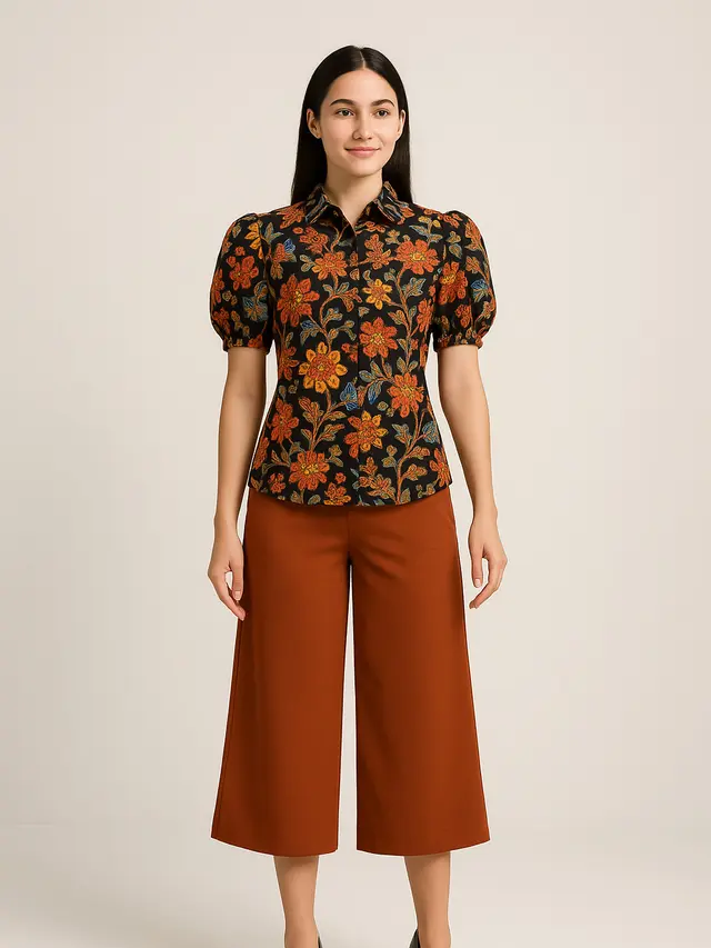 Model Kemeja Batik Slimfit Lengan Puff