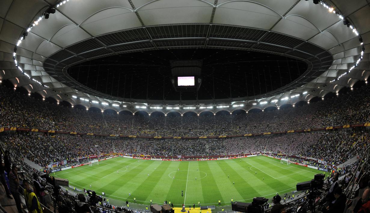 Dari segi konstruksi atap, National Arena dibangun sangat mirip dengan National Stadium Warsawa di Polandia. Di samping menggelar pertandingan sepak bola, kerap dijadikan tempat menggelar konser musik dunia. (AFP/Barbara Sax)