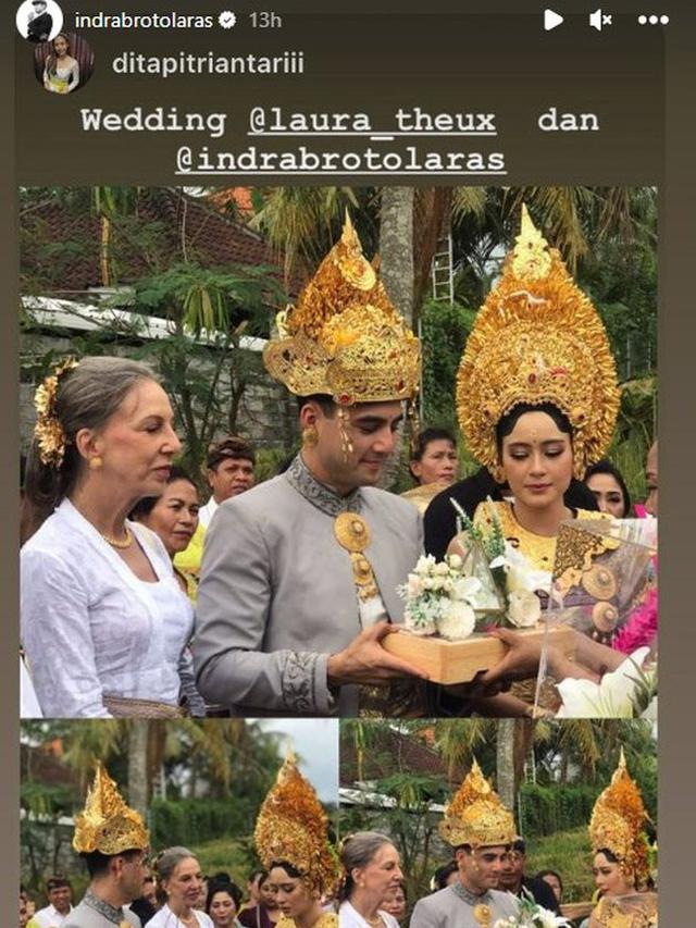 6 Potret Pernikahan Laura Theux dan Indra Brotolaras, Kental Adat Bali