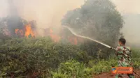 Prajurit TNI yang tergabung dalam Satgas Terpadu Penanggulangan Bencana Asap Riau melakukan 3.074 kali Bom Air di lahan terbakar Riau. 