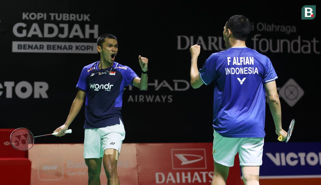 Bertanding di Istora Gelora Bung Karno, Senayan, Jakarta, pada Kamis (22/1/2026), Fajar Alfian/Muhammad Fikri unggul lewat rubber set 2-1 dengan skor 21-16, 18-21, dan 21-13. (Bola.com/M Iqbal Ichsan)