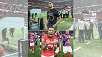 Potret Achraf Hakimi (atas) dengan Kylian Mbappe (bawah) ketika keduanya saling bertukar seragam masing-masing usai pertandingan perebutan final Piala Dunia 2022, Prancis vs Maroko pada Kamis (15/12/2022). (Sumber : Twitter @ESPN )