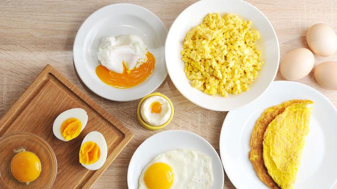 Ilustrasi sarapan olahan dari telur.