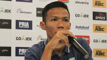 Bek Persela, Eky Taufik, jelang melawan Persib di Bandung, Minggu (15/7/2018). (Bola.com/Muhammad Ginanjar)