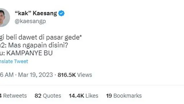 Jajan Es Dawet di Pasar Gede Solo, Kaesang Pangarep Sebut Sedang Kampanye