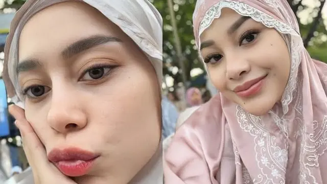 Wajah Selebritis dengan Riasan Wajah Minimalis saat Mengenakan Mukena Sholat Ied 2025.