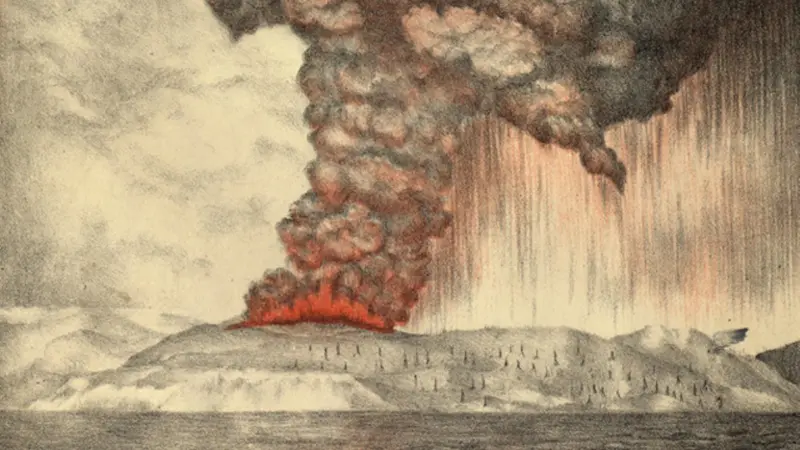 Ilustrasi letusan Gunung Krakatau pada 1883