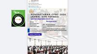 Tangkapan layar klaim link pendaftaran CPNS 2026 di Facebook.