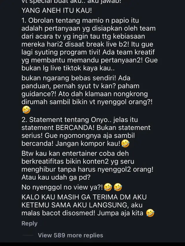 Komentar Melaney Ricardo