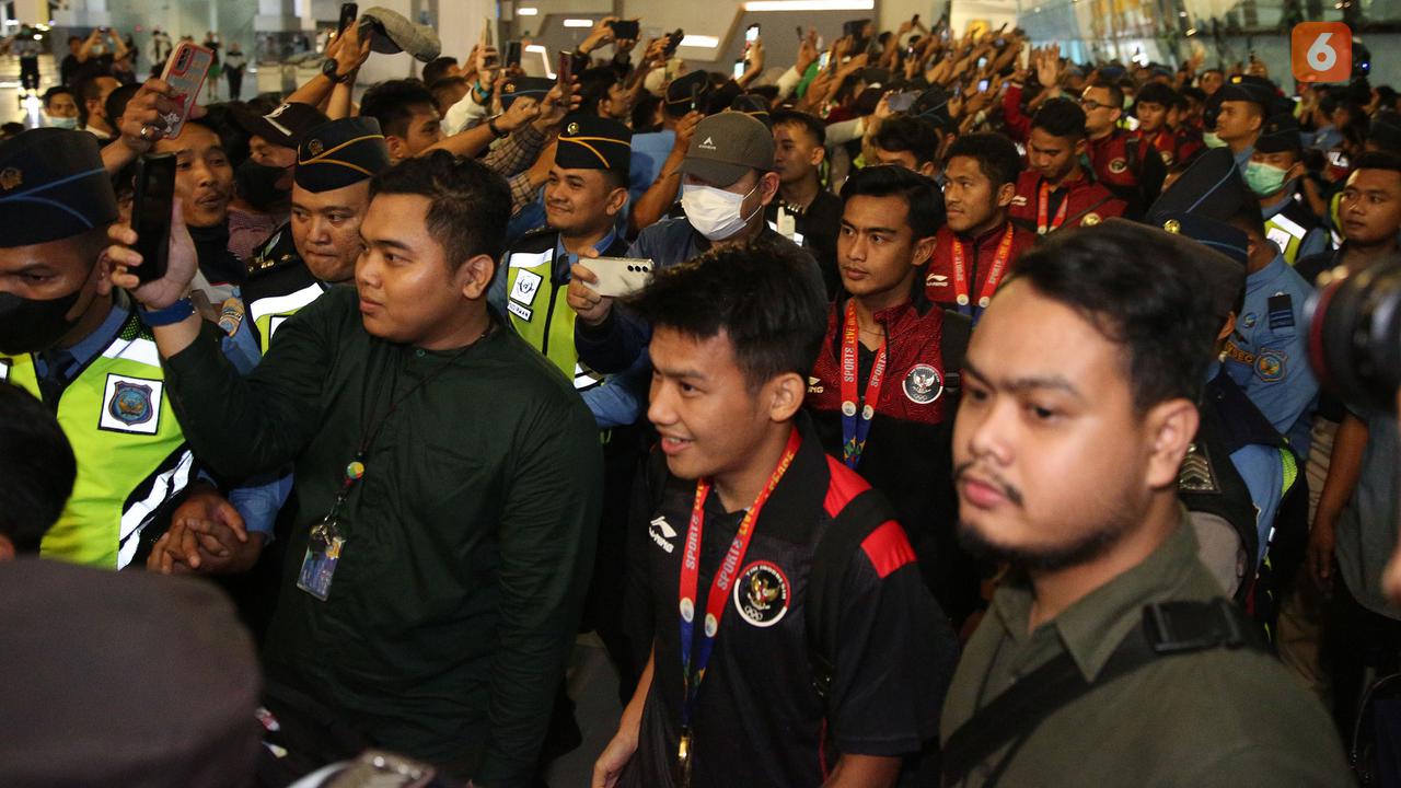 Skuad Timnas Indonesia U-22 Tiba di Bandara Soekarno Hatta