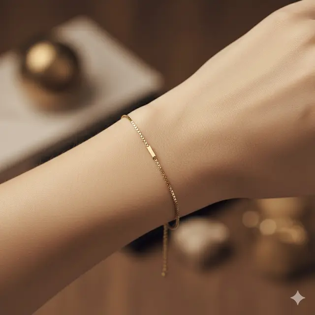Gelang Emas 18K Kecil Bergaya Modern Vintage