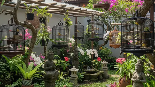 Taman Mini Belakang Rumah untuk Kandang Burung Kicau