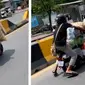 Aksi Pemotor Bawa Belanjaan Ini Membahayakan. (Foto: Video YouTube Viral Press)