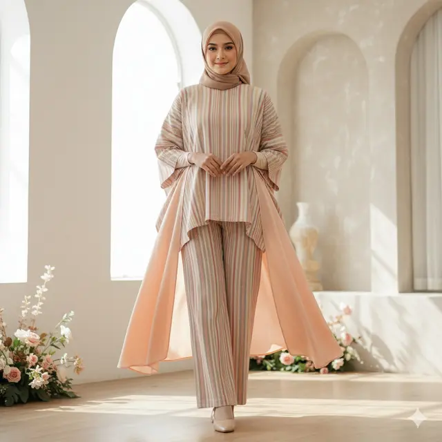 Model Baju Lurik Kombinasi Polos Terbaru