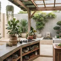 Tanaman yang Bisa Mengurangi Panas di Dapur Terbuka (Foto: AI Generated)