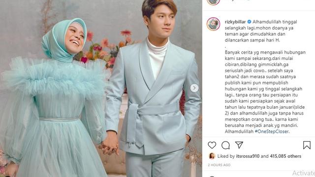 Rizky Billar - Lesti Kejora (Foto: Instagram/@rizkybillar)