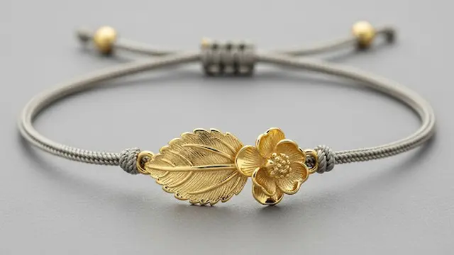 Gelang Tali Emas Motif Daun atau Bunga