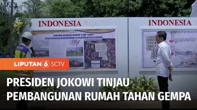 Presiden Jokowi, Senin (05/12) meninjau langsung progres pembangunan rumah tahan gempa di Kabupaten Cianjur, Jawa Barat. Di lokasi tersebut akan dibangun 200 rumah tahan gempa.