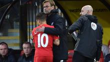 Philippe Coutinho mengalami cedera pada laga melawan Watford (1/5/2017). (doc. Liverpool)