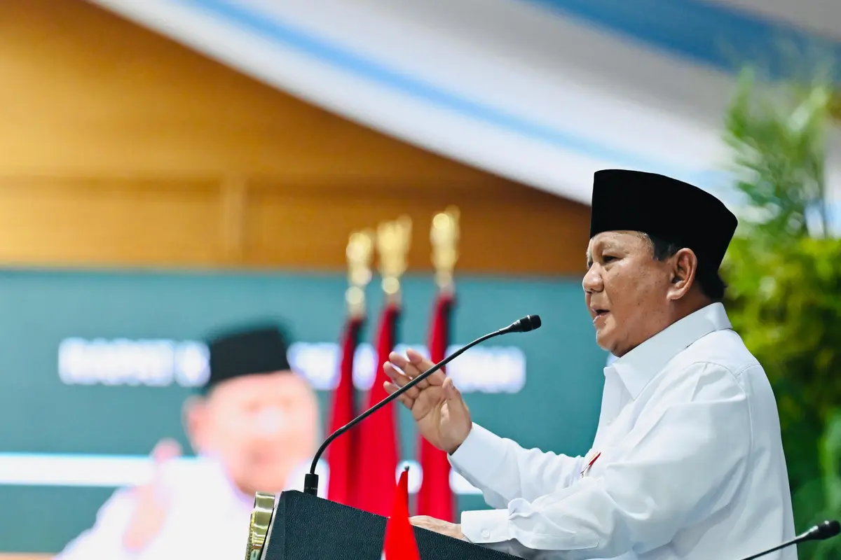 Presiden Prabowo Subianto saat memberikan pengarahan dalam rapat kerja pemerintahan di Istana Merdeka Jakarta, Rabu (8/4/2026) (Biro Pers Istana)