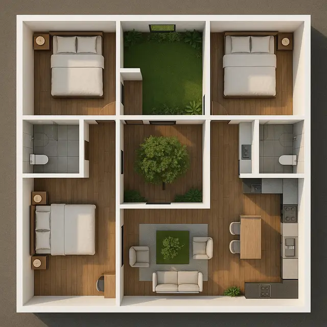 Model Rumah Sederhana dengan 3 Kamar dan Taman Belakang Rahasia