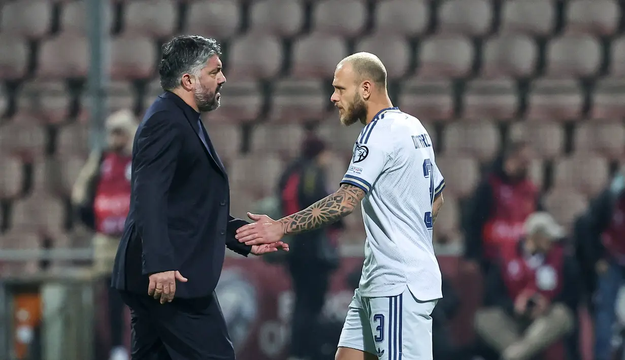 Kekalahan dari Bosnia dan Herzegovina membuat Italia mencatat sejarah kelam dengan gagal tampil di tiga edisi Piala Dunia secara beruntun. (AP Photo/Armin Durgut)