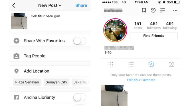 Instagram meluncurkan fitur bernama Favorites, sehingga pengguna bisa menentukan siapa saja yang bisa melihat foto dan video mereka (Foto: Ist)