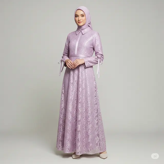 Tren Long Dress Brokat Muslim Terkini.