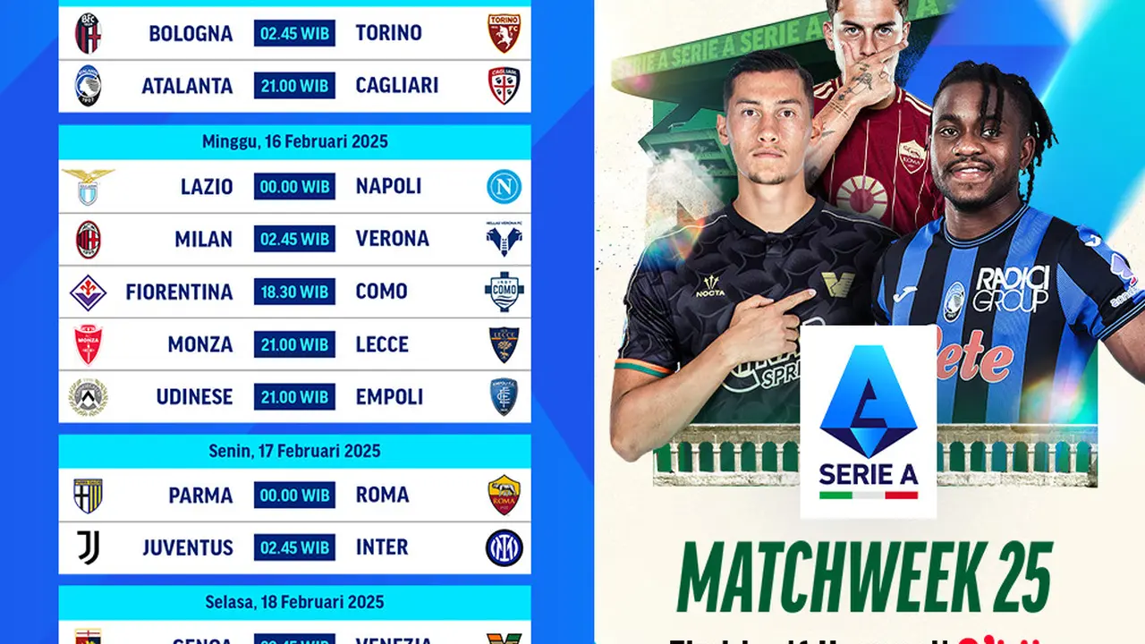 Jadwal Liga Italia 2024/2025 Matchweek 25