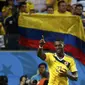 Dua gol berhasil disarangkan pemain depan Kolombia, Jackson Martinez, ke gawang Jepang saat berlaga di penyisihan Piala Dunia Grup C di Stadion Pantanal, Cuiaba, Brasil, (25/6/2014). (REUTERS/Jorge Silva)