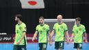 Timnas Futsal Australia tertunduk lesu setelah ditaklukkan Jepang dalam laga perdana Grup C Piala Asia Futsal 2026, di Indonesia Arena, Senayan, Jakarta, Rabu (28/1/2026). (Bola.com/M Iqbal Ichsan)