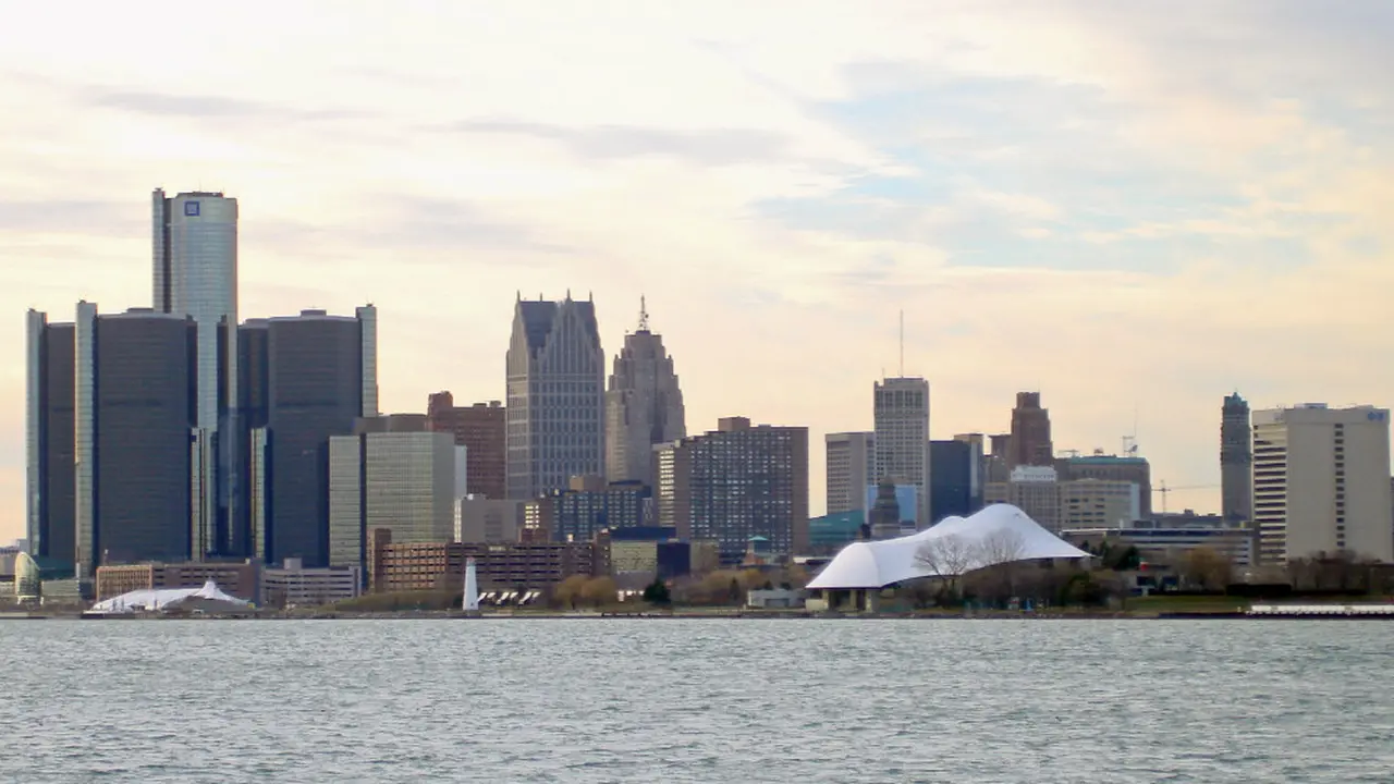 Pemandangan Kota Detroit, Michigan.