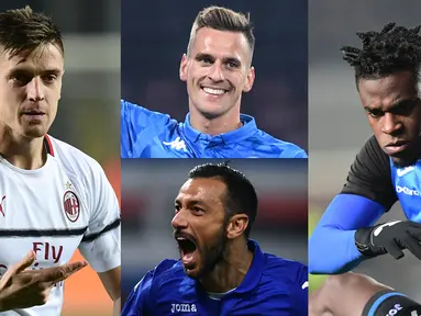 Cristiano Ronaldo tengah mengalami musim pertama yang indah bersama Juventus. Total 19 gol sudah ia buat sejak awal musim. Namun masih ada striker papan atas Serie A yang mampu mengagalkan Ronaldo menjadi raja top scorer di Serie A. (Kolase Foto AFP)