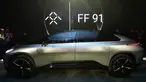 Mobil listrik Faraday Future FF 91 saat diluncurkan dalam acara peresmian yang digelar di CES di Las Vegas, Nevada (3/1). Mobil bertenaga 1.050 horse power ini dilengkapi peralatan kamera sensor yang canggih. (AFP PHOTO / Frederic J.Brown)