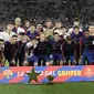 Dengan demikian, Barcelona memastikan kemenangan 4-2 atas Tottenham Hotspur. (Pau BARRENA/AFP)