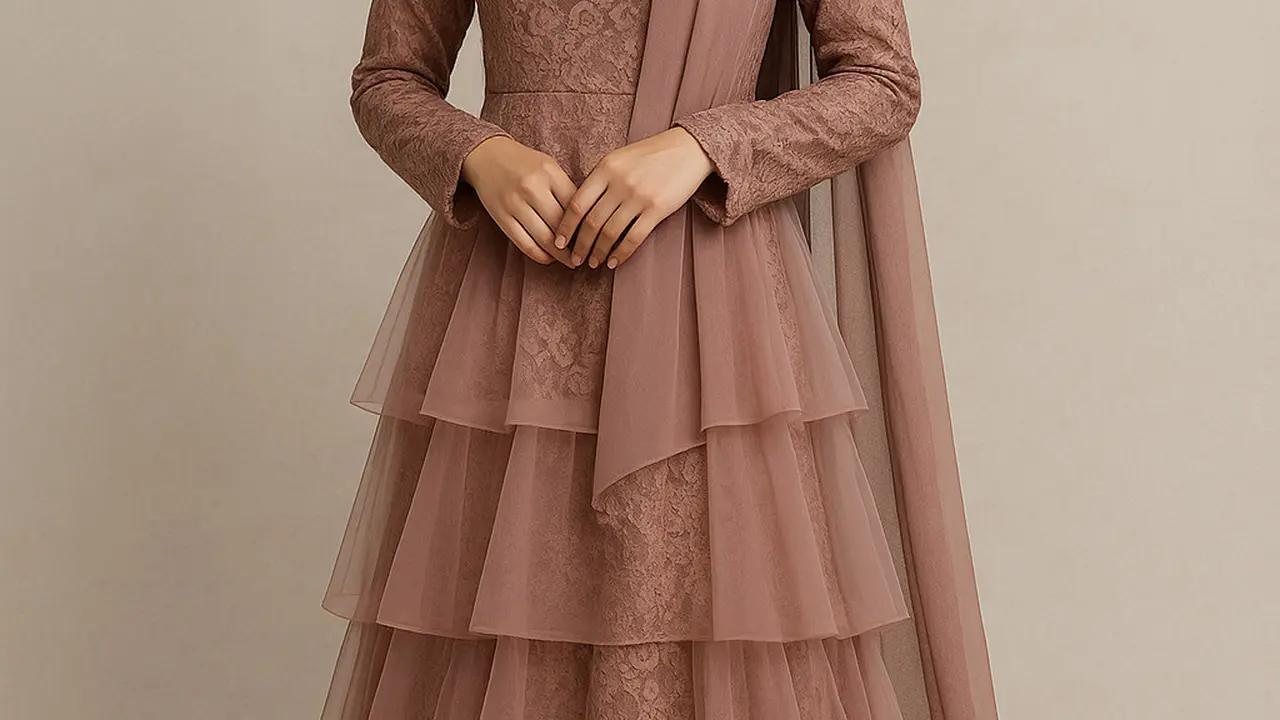 Model Gamis Brokat Panjang (image by ChatGPT)