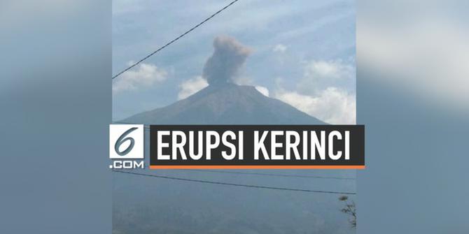 VIDEO: Gunung Kerinci Erupsi, Kolom Abu Capai 800 Meter