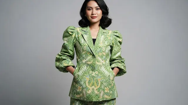 Blazer Batik Model Lengan Balon