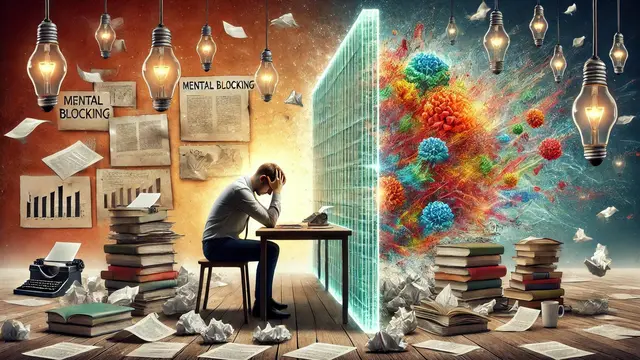 Ilustrasi mental blocking by AI.