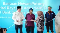 PT Bank Syariah Indonesia Tbk (BSI) mendistribusikan 9.390 hewan potong yang sehat dan aman konsumsi bagi masyarakat duafa di berbagai wilayah Indonesia pada Idul Adha 1445 H.